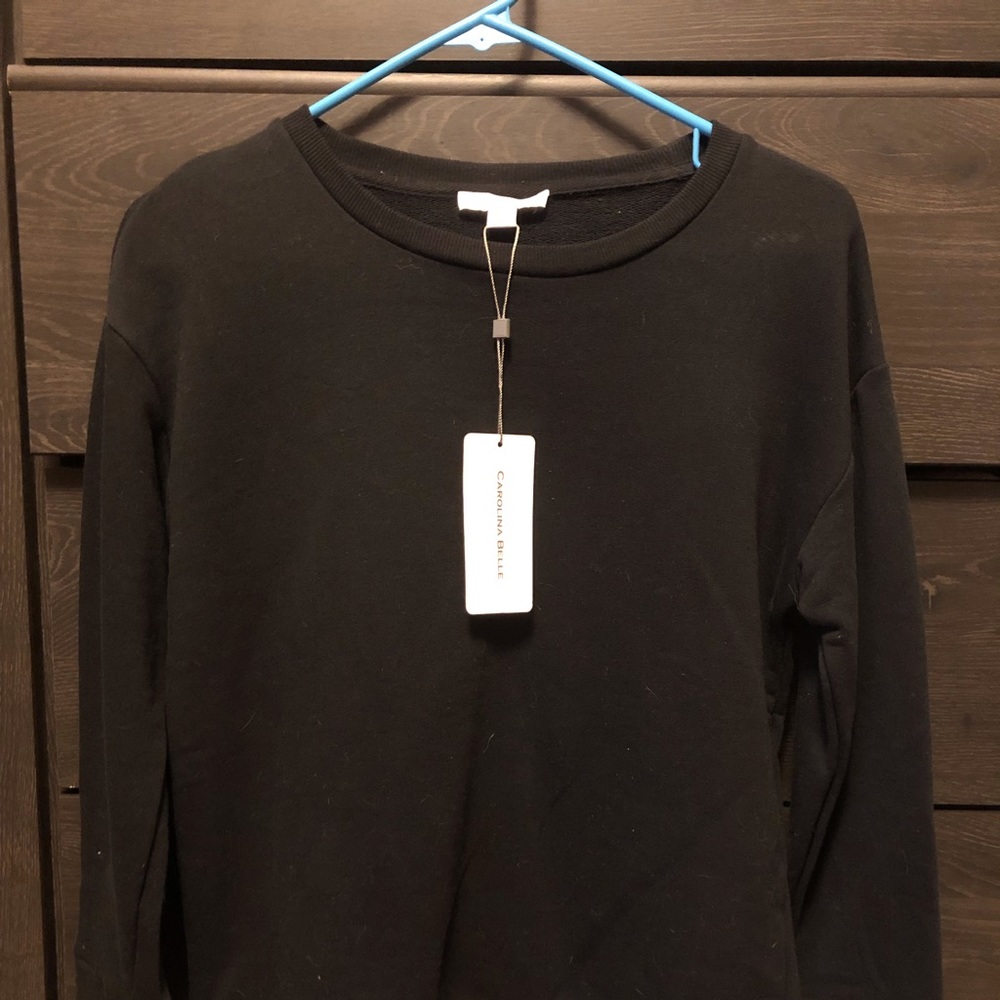 Carolina Belle Black Long Sleeve top w/White Cuffs